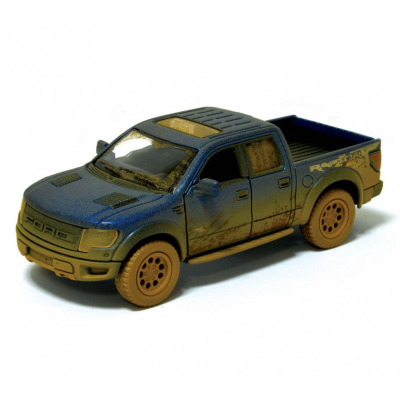 Дитяча модель машинки пікап Ford F-150 SVT Raptor-Supercrew Muddy Kinsmart KT5365WY інерційна 1:46 Blue