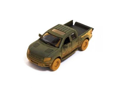 Дитяча модель машинки пікап Ford F-150 SVT Raptor-Supercrew Muddy Kinsmart KT5365WY інерційна 1:46 Dark-Green
