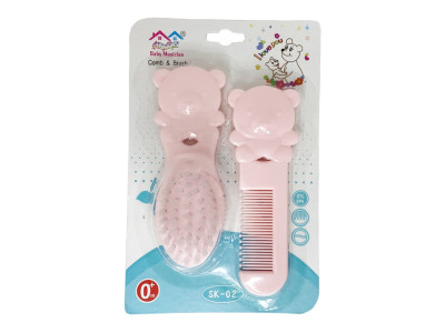 Набір дитячий гребінець і щітка "Ведмедик" MGZ-0711(Pink) рожевий