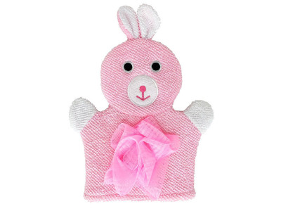 Мочалка-рукавичка для купання малюків MGZ-0911(Pink) Зайчик