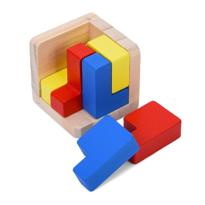 Деревяна куб-головоломка MD 0758-2 підставка 6 елементів