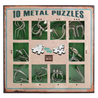 Набір головоломок Metall Puzzles green Eureka 3D Puzzle 473357 10 головоломок