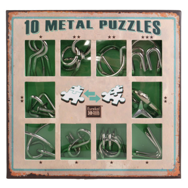 Набір головоломок Metall Puzzles green Eureka 3D Puzzle 473357 10 головоломок