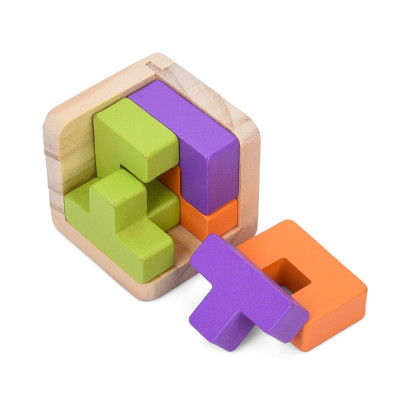 Деревяна Куб-головоломка MD 0758-3 підставка 6 елементів