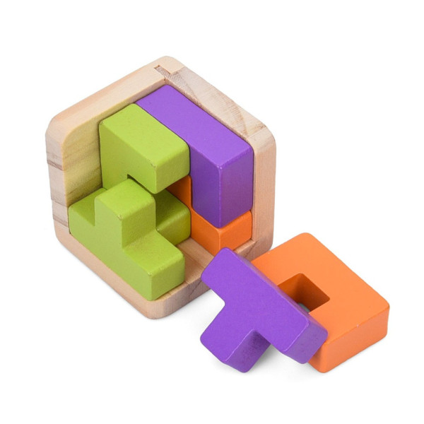 Деревяна Куб-головоломка MD 0758-3 підставка 6 елементів