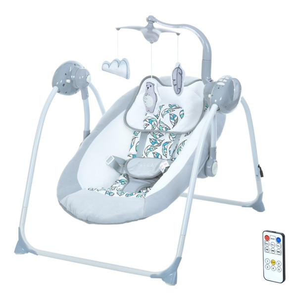 Дитячий шезлонг-гойдалка TEDDY ME 1075 Gray Mint Feathes Дитячий шезлонг-гойдалка TEDDY ME 1075 Gray Mint Feathes