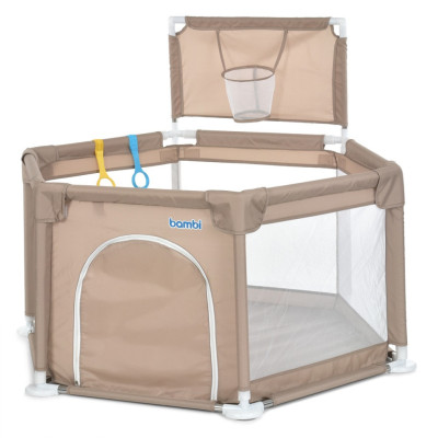 Дитячий манеж MR 1340-BG бежевий з баскетбольним кільцем