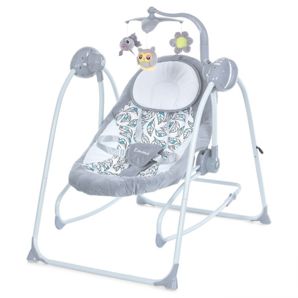 Гойдалки дитячі ME 1076 Gray Mint Feathes 5-ти точкові ремені безпеки Гойдалки дитячі ME 1076 Gray Mint Feathes 5-ти точкові ремені безпеки