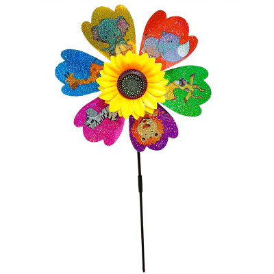 Дитячий вітрячок "Тварини" МR 1225-3 квітка діаметром 28 см паличка 48 см