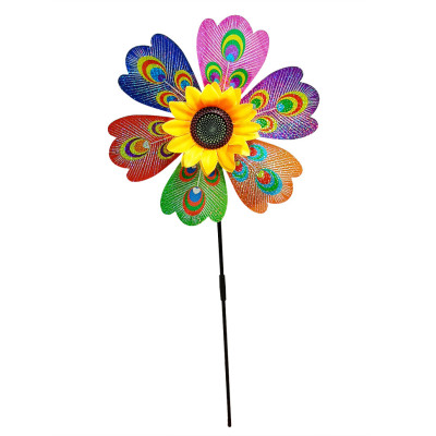 Дитячий вітрячок "Павлин" МR 1225-1 квітка діаметром 28 см паличка 48 см