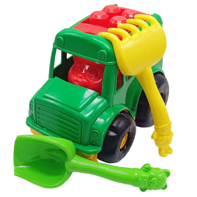 Дитячий пісочний набір "Автобус-бусік" 0091 лопатка граблі Зелений