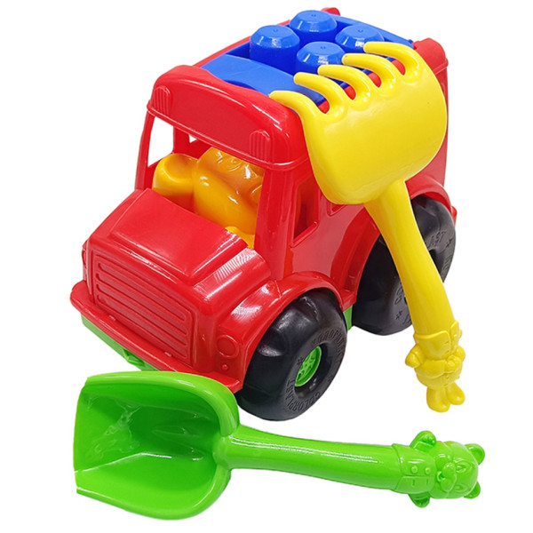 Дитячий пісочний набір "Автобус-бусік" 0091 лопатка граблі Червоний