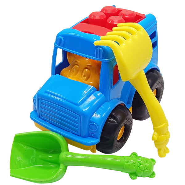 Дитячий пісочний набір "Автобус-бусік" 0091 лопатка, граблі Синій