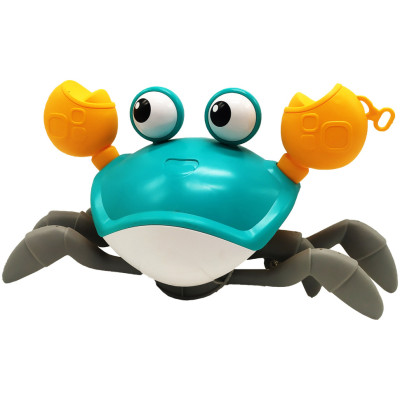 Дитяча каталка "Краб" QC03Y на мотузочці заводний Бірюзовий