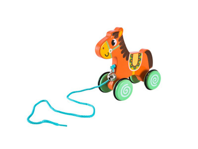 Дитяча дерев’яна каталочка "Коник" C15030-2 на мотузці Дитяча дерев’яна каталочка "Коник" C15030-2 на мотузці