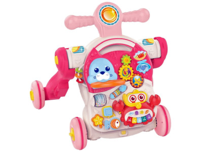 Дитячі ходунки-каталка "Перші кроки 4 в 1" HUANGER HE0827(Pink) музичні