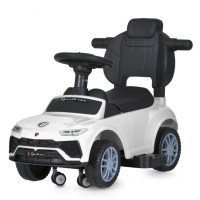 Дитяча каталка-толокар M 5044L-1 білий з батьківською ручкою