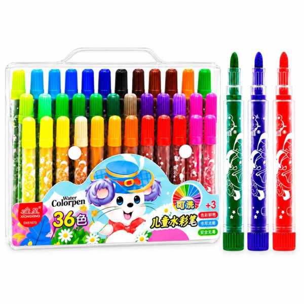 Набір фломастерів "Water color pen" 1103-36-Blue 118556 36 кольорів у сумочці