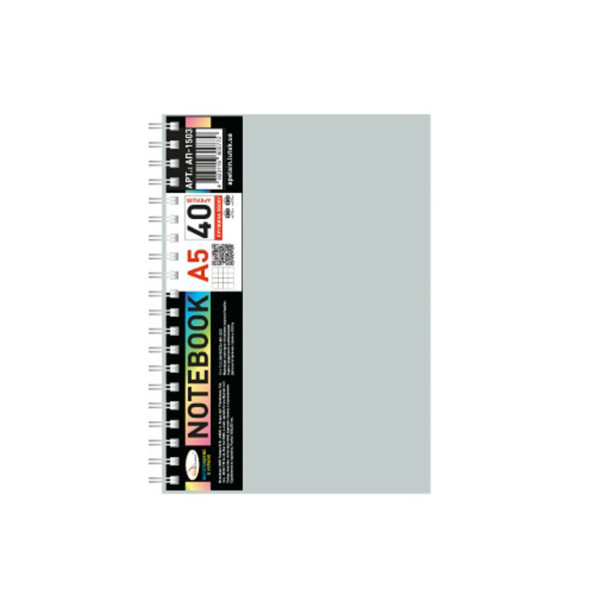 Блокнот А5 АП-1503(Grey) 40 аркушів пружина збоку Блокнот А5 АП-1503(Grey) 40 аркушів пружина збоку