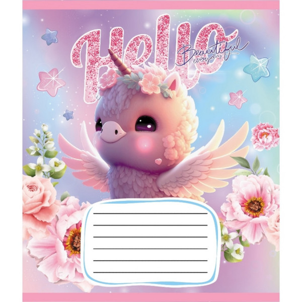 Зошит учнівський "Єдинороги" 012-510065C-2 в косу лінію 12 аркушів