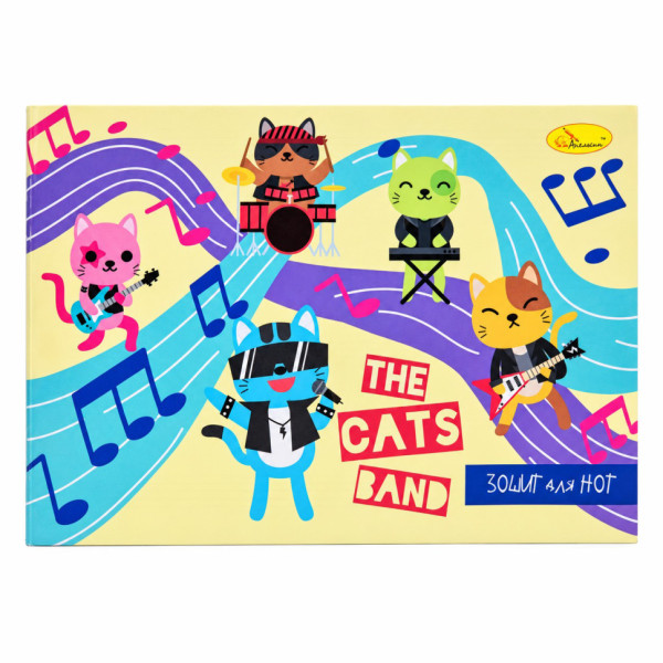 Зошит для нот The Cats band АП-0405-8 формат А5 12 листів скоба Зошит для нот The Cats band АП-0405-8 формат А5 12 листів скоба
