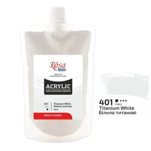 Фарба акрилова художня еластична "Білила титанові" 401 200 мл