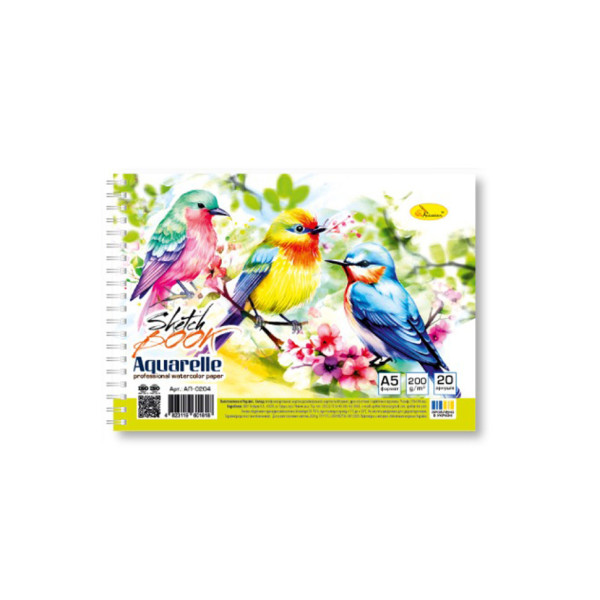 Скетчбук акварельний "Пташки" А5 АП-0204-3 20 аркушів