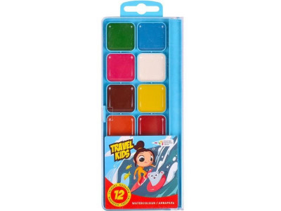 Дитяча акварель "Travel Kids" 312084/TK 12 кольорів медова 19х7 см Дитяча акварель "Travel Kids" 312084/TK 12 кольорів медова 19х7 см