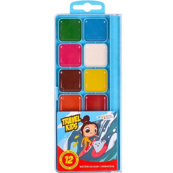 Дитяча акварель "Travel Kids" 312084/TK 12 кольорів медова 19х7 см Дитяча акварель "Travel Kids" 312084/TK 12 кольорів медова 19х7 см
