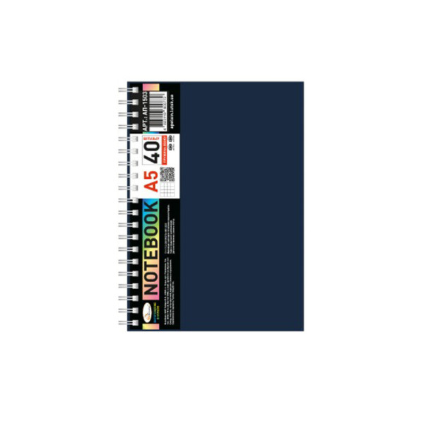 Блокнот А5 АП-1503(Black) 40 аркушів пружина збоку