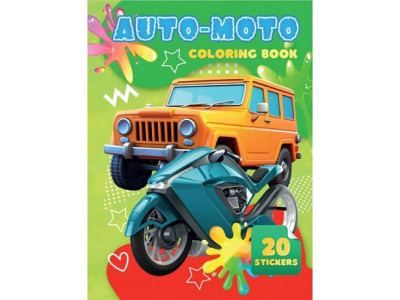 Дитяча розмальовка Auto Moto А06012502 20 наліпок А4 Дитяча розмальовка Auto Moto А06012502 20 наліпок А4