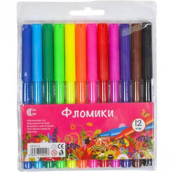 Дитячі фломастери "Фломіки" CR550-12-2 12 штук Дитячі фломастери "Фломіки" CR550-12-2 12 штук