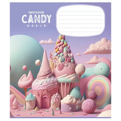 Зошит учнівський "Candy world" 012-3266K-2 в клітинку, 12 аркушів