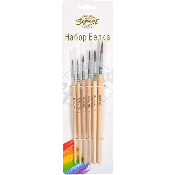 Набір пензликів круглих 6 шт "Білка" Barogue 760/24-5 Набір пензликів круглих 6 шт "Білка" Barogue 760/24-5