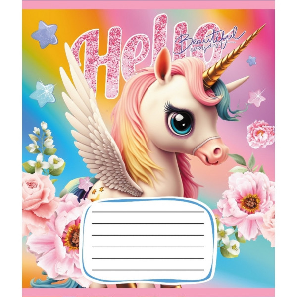 Зошит учнівський "Єдинороги" 012-510065C-5 в косу лінію 12 аркушів