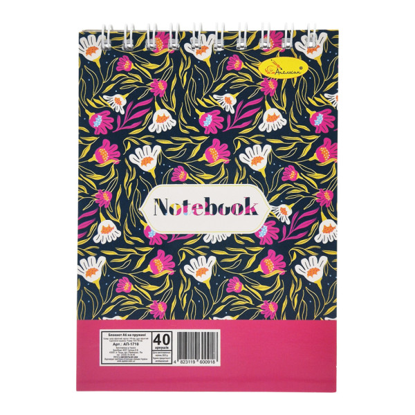 Блокнот для записів АП-1711 А6 40 аркушів пружина зверху