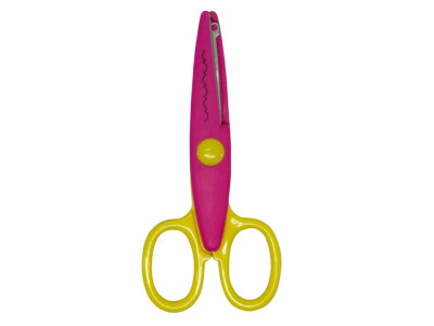 Дитячі ножиці 80685(Crimson-Yellow) з фігурним лезом