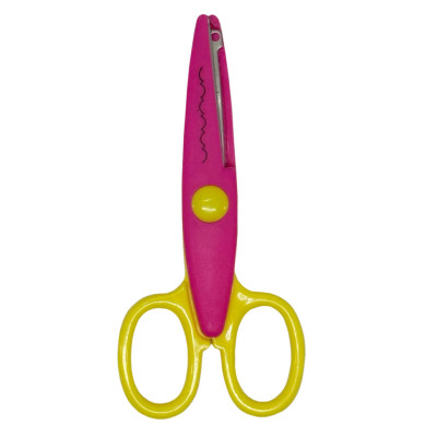 Дитячі ножиці 80685(Crimson-Yellow) з фігурним лезом