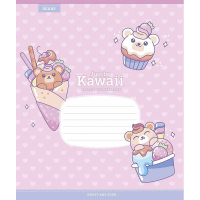 Зошит учнівський "Just be Kawaii" 012-3408K-2 в клітинку 12 аркушів