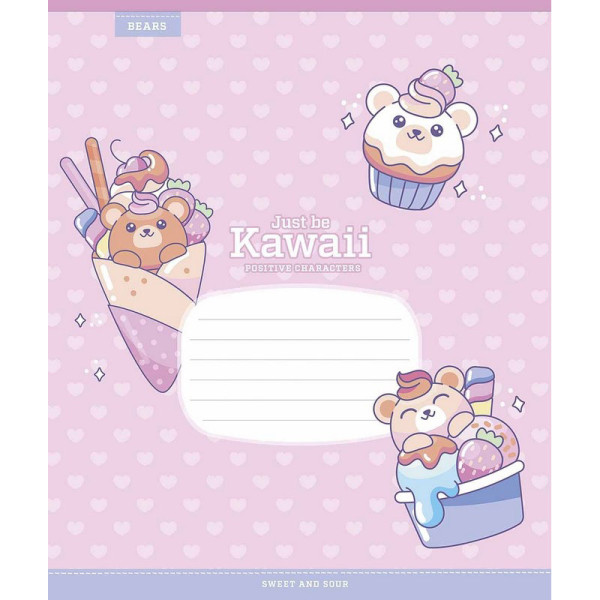 Зошит учнівський "Just be Kawaii" 012-3408K-2 в клітинку 12 аркушів Зошит учнівський "Just be Kawaii" 012-3408K-2 в клітинку 12 аркушів