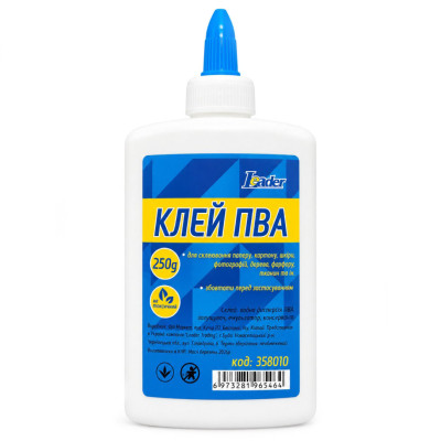 Клей канцелярський ПВА 358010 ковпачок-дозатор 250 грам