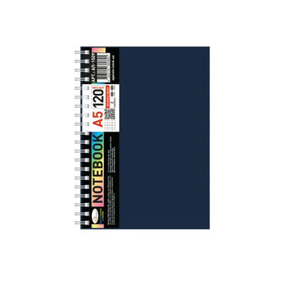 Блокнот А5 АП-1509(Black) 120 аркушів пружина збоку