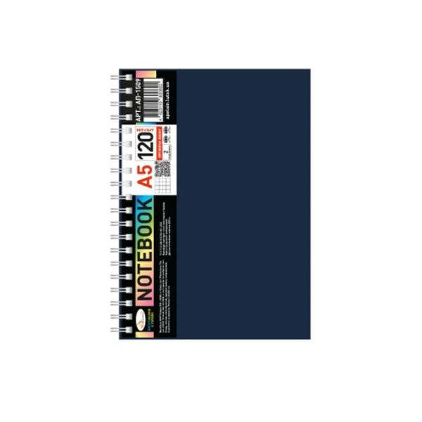 Блокнот А5 АП-1509(Black) 120 аркушів пружина збоку