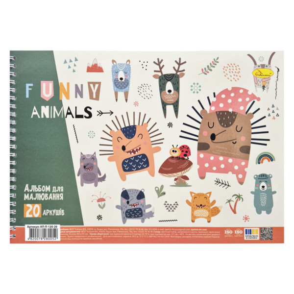 Альбом для малювання Funny animals АП-0308-9 20 аркушів 100 г/м2