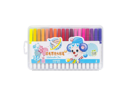 Фломастер - пензлик "Water color pen" 36 кольорів 228-36 у пластиковому боксі Синій