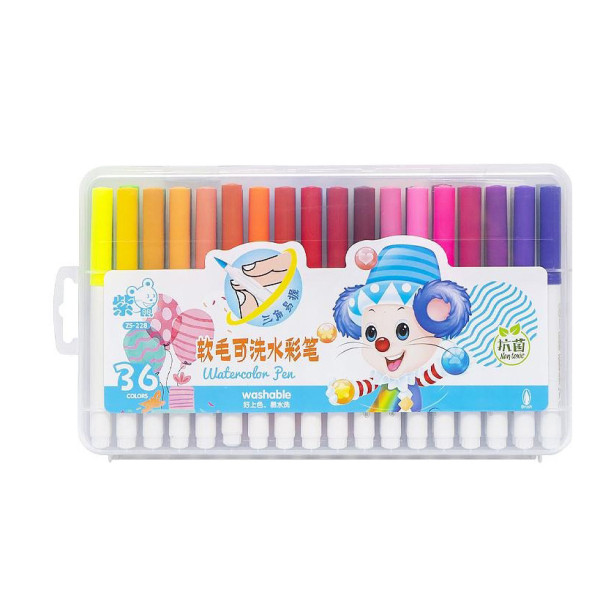 Фломастер - пензлик "Water color pen" 36 кольорів 228-36 у пластиковому боксі Синій Фломастер - пензлик "Water color pen" 36 кольорів 228-36 у пластиковому боксі Синій