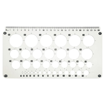 Лінійка-трафарет "Окружності" AS-0246 К-9060м d=1-36 мм 25 см білий