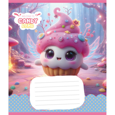 Зошит учнівський "Кенділенд" 012-959052C-3 в косу лінію 12 аркушів