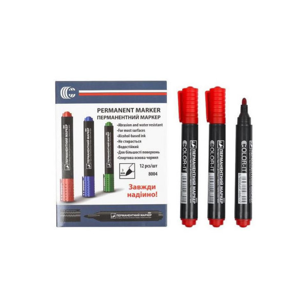 Маркер червоний COLOR-IT 8004(Red) Diamont "C" в упаковці 12 шт