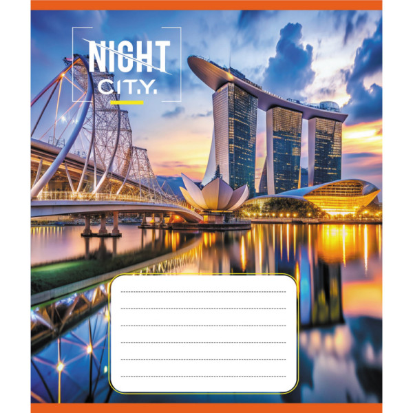 Зошит учнівський "Нічне місто" 036-570182K-5 в клітинку 36 аркушів
